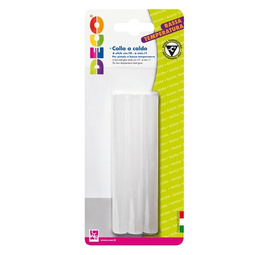 [D86224] 6 stick colle trasp. diam. 11mm x 10cm per pistola a bassa temperatura DECO