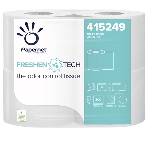 [D86231] Pacco 4RT Carta igienica 2 veli 33,3mt 300 strappi Freshen Tech Papernet