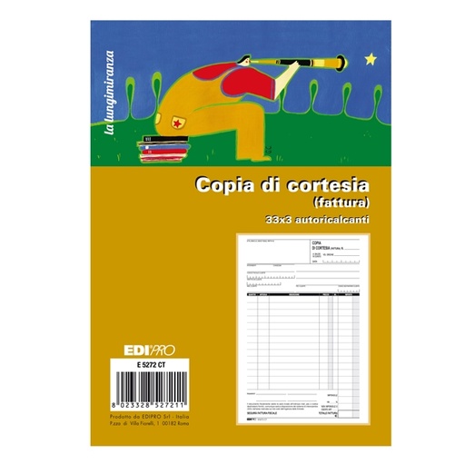 [D86516] Blocco copia di cortesia (fatt.elett.) 33x3 autocop. 22x14,8cm E5272CT Edipro