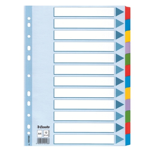 [D86578] Intercalare MYLAR 12 tasti colorati - f.to A4 ESSELTE