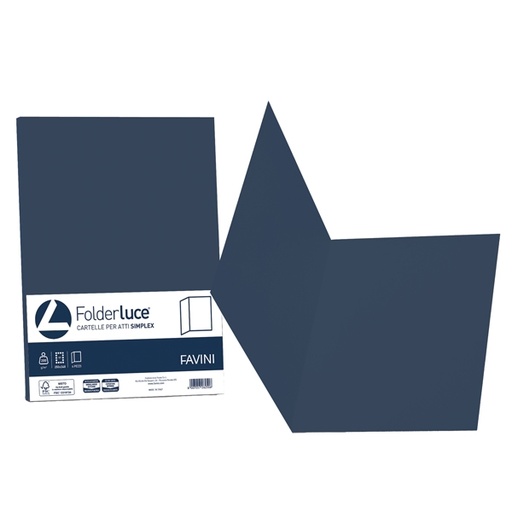 [D86586] 50 cartelline semplici LUCE 200gr 25x34cm blu cobalto FAVINI