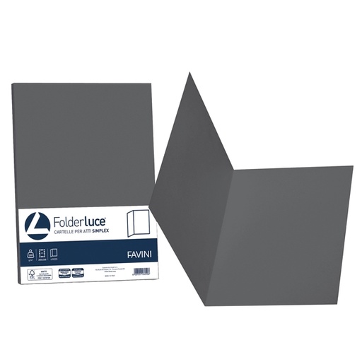 [D86587] 50 cartelline semplici LUCE 200gr 25x34cm grafite FAVINI