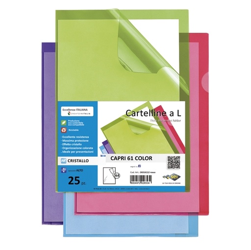 [D86626] 25 cartelline a L rosso CAPRI 61 color sei rota