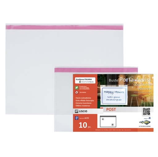 [D86628] 10 buste porta avvisi orizzontali POST A5 - 21x15 cm SEI ROTA