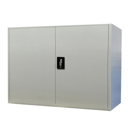 [D86641] Armadio basso in metallo ad ante battenti 100x45xH100cm Grigio Kub8