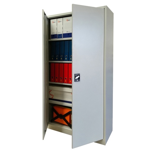 [D86642] Armadio alto in metallo ad ante battenti 100x45xH200cm Grigio Kub8
