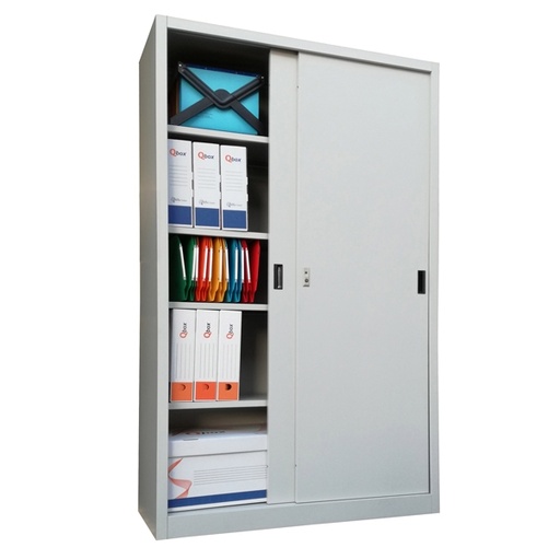 [D86643] Armadio alto in metallo ad ante scorrevoli 120x45xH200cm Grigio Kub8