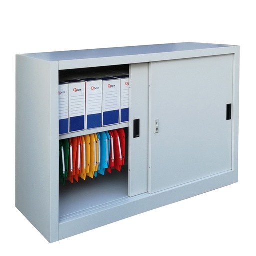 [D86646] Armadio basso in metallo ad ante scorrevoli 120x45xH90cm Grigio Kub8