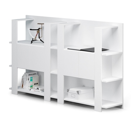 [D86665] Libreria bassa a 3 ripiani 100X38,6cm H124cm BIANCO - Concept