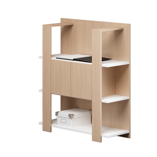 [D86666] Libreria bassa a 3 ripiani 100X38,6cm H124cm BIANCO/ROVERE - Concept