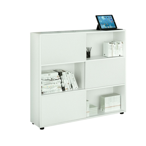 [D86672] Libreria bassa a 3 ripiani ante scorr. 120X35cm H116cm BIANCO/BIANCO - Tetris