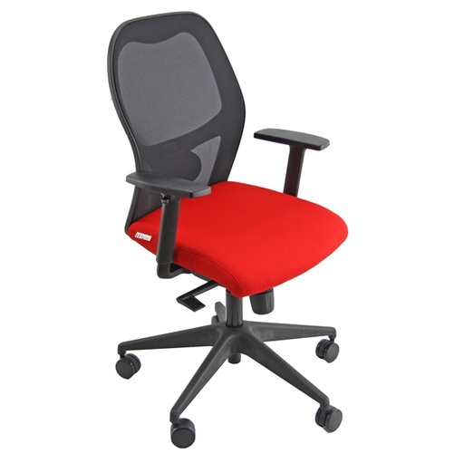 [D86769] POLTRONA SEMIDIREZIONALE Hubble Pro Memory nero/rosso c/bracc.