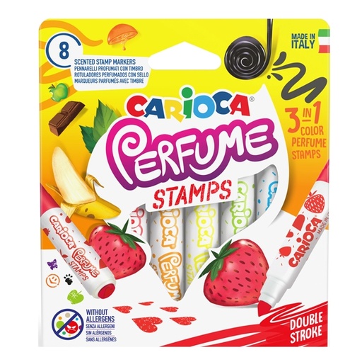 [D86866] Astuccio 8 pennarelli Perfume doppia punta maxi e stamp colori assortiti CARIOCA