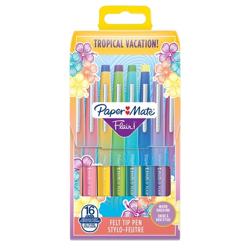 [D86872] Astuccio 16 colori Tropical pennarello Flair Nylon Papermate