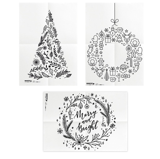 [D86925] Set 3 stencil su foglio A2 a tema "NATALE" Securit