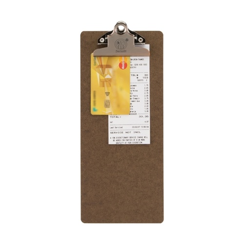 [D86929] Porta Conto Clip in legno 27,7x11,4cm Securit