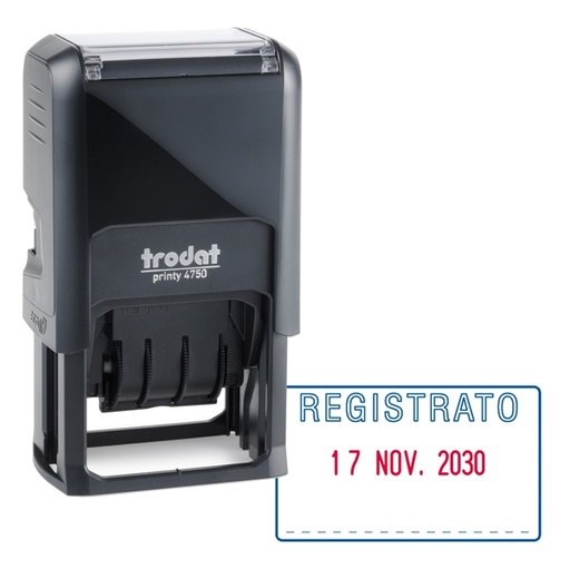 [D86977] Timbro Printy 4750/1 4.0 41x24mm DATARIO+REGISTRATO autoinch. TRODAT