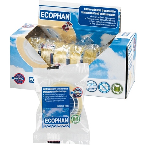 [D87011] Nastro adesivo Ecophan 15mmx10mt in caramella Eurocel