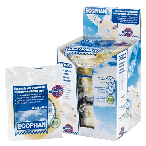 [D87016] Nastro adesivo Ecophan 19mmx66mt in caramella Eurocel