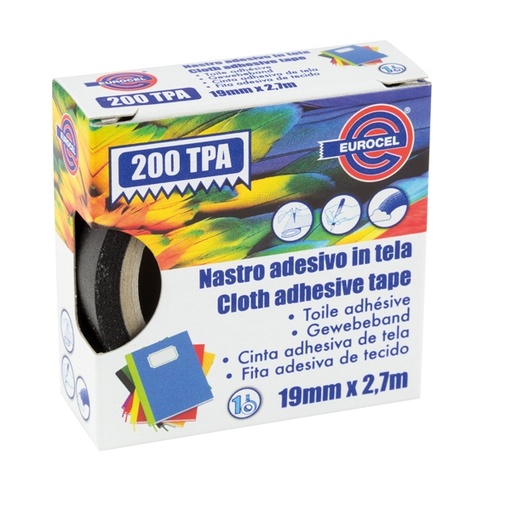 [D87018] Nastro adesivo telato TPA nero 200 19mmx2,7mt Eurocel
