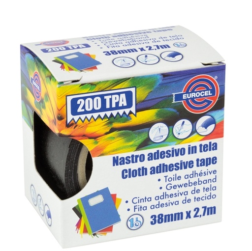 [D87022] Nastro adesivo telato TPA nero 200 38mmx2,7mt Eurocel