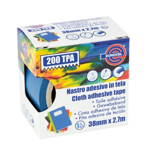 [D87024] Nastro adesivo telato TPA blu 200 38mmx2,7mt Eurocel