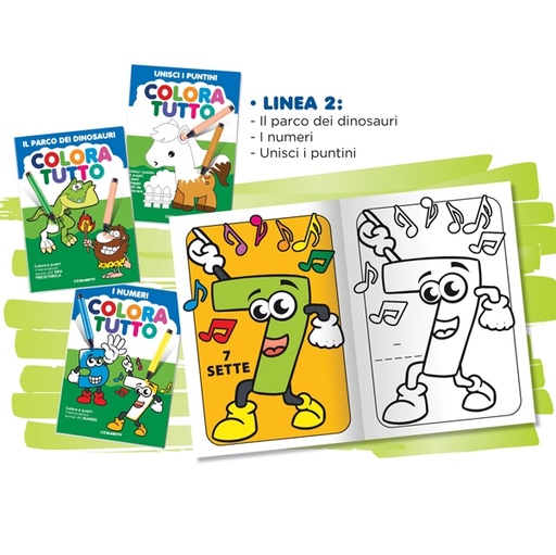 [D87356] Album da colorare 24 facciate tema Dinosauri e numeri Blasetti