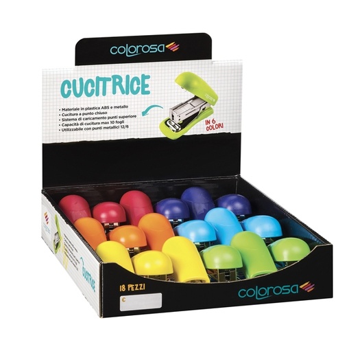 [D87358] Display 18 cucitrici in ABS colori assortiti RiPlast