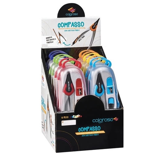 [D87363] Espositore 12 compassi aste fisse colori assortiti RiPlast