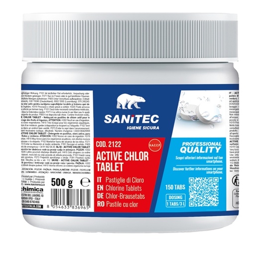 [D87646] Cloro attivo concentrato Tablet 500gr Sanitec
