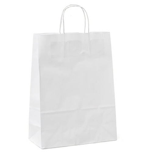 [D87728] 25 shoppers carta 45x15x50CM bianco neutro cordino