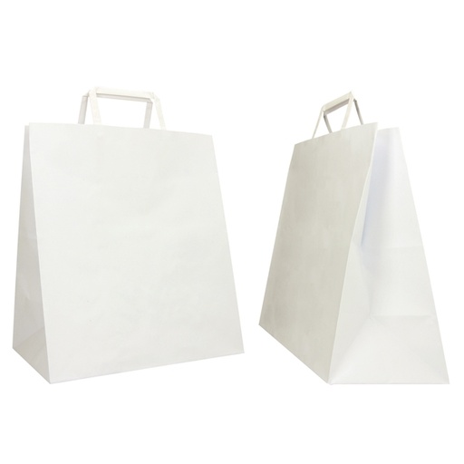 [D87770] SCATOLA 250 Shoppers carta craft 28x17x32CM FLAT LARGE bianco