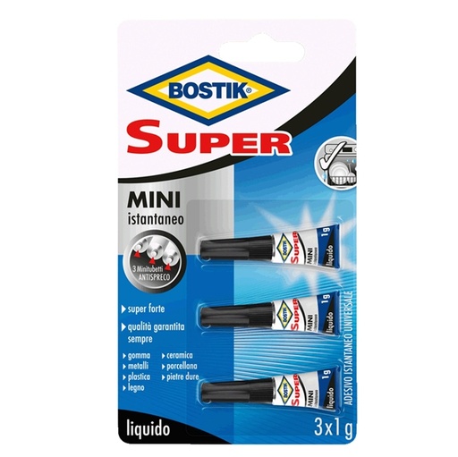 [D87789] Colla istantanea universale Bostik Super Mini Blister 3x1g
