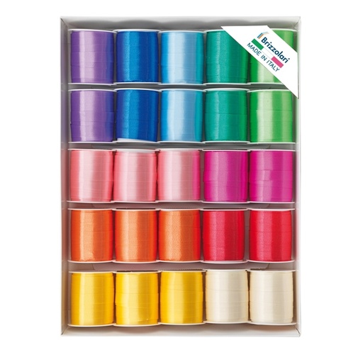[D88215] 25 rocche nastro liscio 6800 10mmx10mt colori assortiti primavera Brizzolari