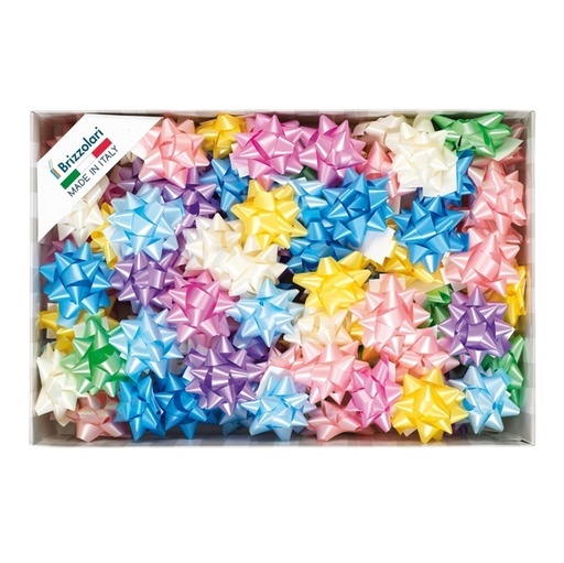 [D88262] 100 stelle nastro liscio 6800 14mmxdiam.6,5cm colori assortiti primavera Brizzolari