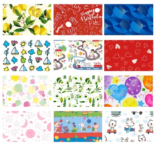 [D88316] Espositore 50 rotoli carta regalo in fantasie assortite 2mt x 70cm Rex Sadoch