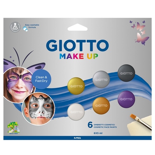 [D88326] Set 6 ombretti cosmetici Make Up colori metal 5ml Giotto