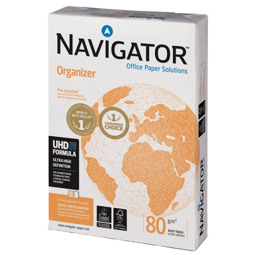 [D88501] CARTA FOTOCOPIE NAVIGATOR organizer 4 Fori A4 80gr 500FG 210X297mm
