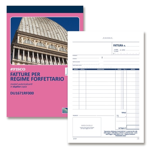 [D88596] Blocco fatture per regime forfettario 50/50 autor. 21,5x14,8cm DU1671RF000 DU