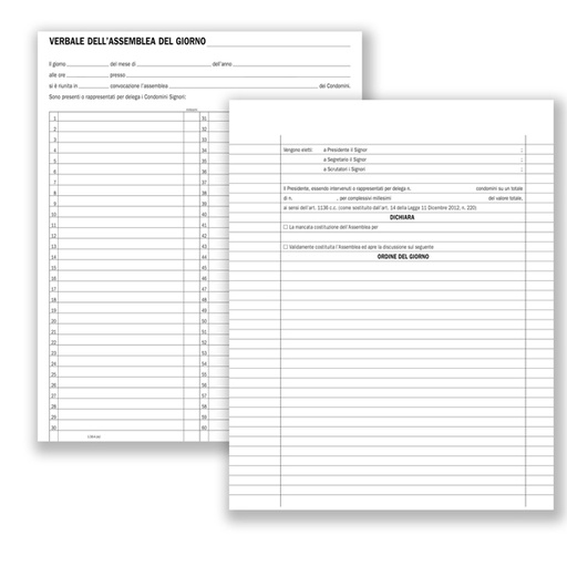 [D88602] Registro verbali assemblee condominiali 80pag. 31x24,5cm DU136400000 DU