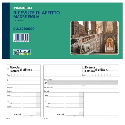 [D88603] Blocco 100 ricevute/fatture di affitto madre-figlia 10x21,5cm DU160200000