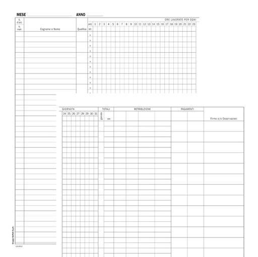 [D88629] Registro Presenze Mensili 48pag. 31x24,5cm DU131301200 DU