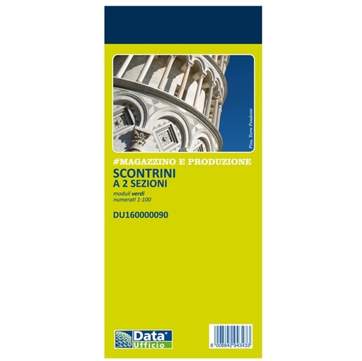 [D88649] Blocco scontrino 2 sezioni 100copie num. blu 5,8X13cm DU160000090 DU