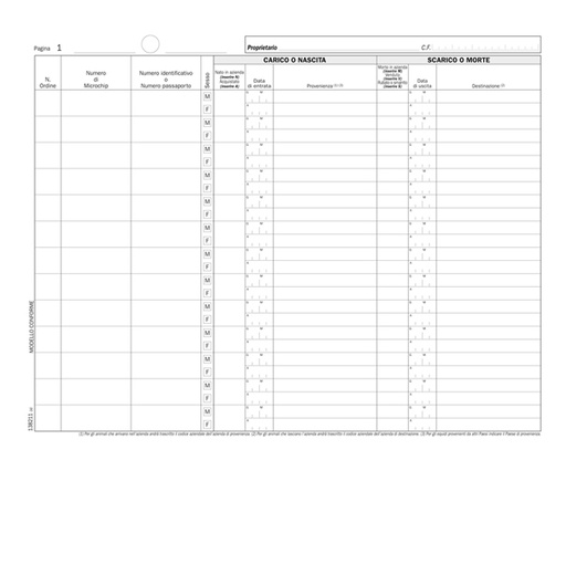 [D88670] Registro carico/scarico equidi 46pag. num. 31x24,5cm DU138211000 DU