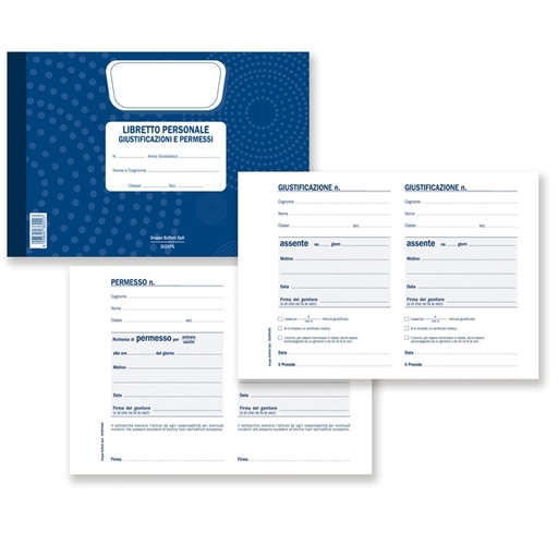 [D88684] Blocco libretto delle giustificazioni 25copie 21,5x14,8cm DU3026PS000 DU