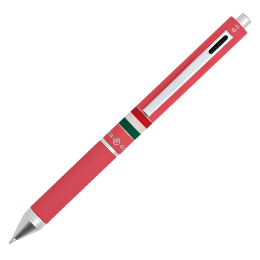 [D88751] Penna sfera scatto multifunzione QUADRA fusto rosa gommato Italia OSAMA