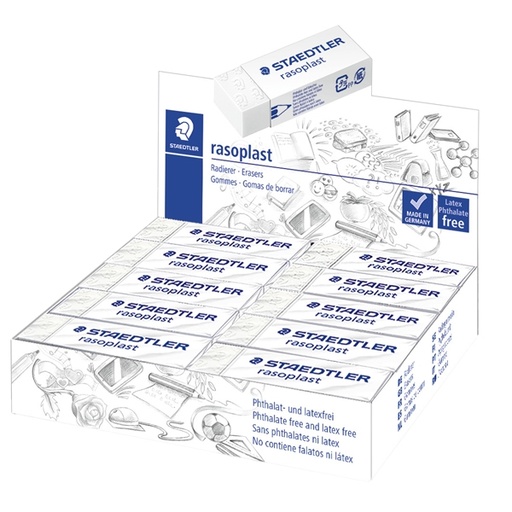 [D88893] Box 20 gomme Rasoplast 526 B20 dim. 63x13x23mm bianca per matita Staedtler