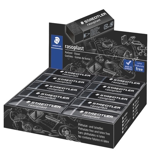 [D88894] Box 20 gomme Rasoplast 526 B20-9 dim.63x13x23mm nera per matita Staedtler