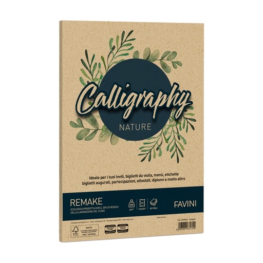 [D94639] Carta Calligraphy Nature REMAKE A4 50fg 250gr spiaggia FAVINI