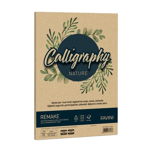 [D94643] Carta Calligraphy Nature REMAKE A4 50fg 120gr spiaggia FAVINI